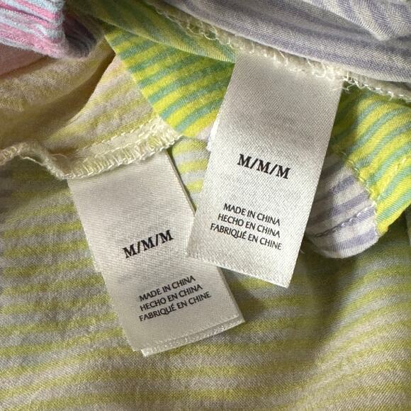 Sanctuary Medium Pajama Set Button-Up Striped Short Sleeve Lightweight Multi - Picture 9 of 10